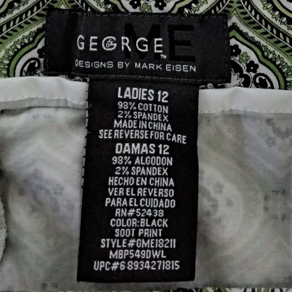 George Designs by Mark Eisen Skirt Pleated Size 12 Green Pockets Side Zip 001 - Picture 11 of 12